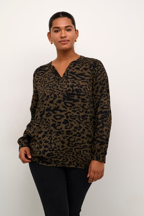 Blouse met lange mouwen Regular fit Major Brown_Black Leopard - Image 3
