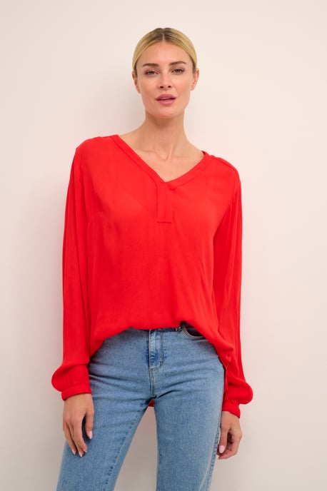 Blouse met lange mouwen Regular fit Fiery Red - Image 3