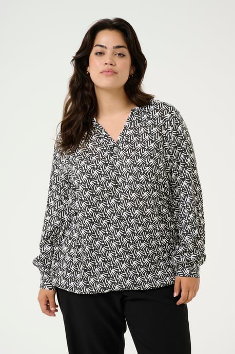Blouse met lange mouwen Regular fit Black/Moonstruck Retro Print black darkgrey - Image 3