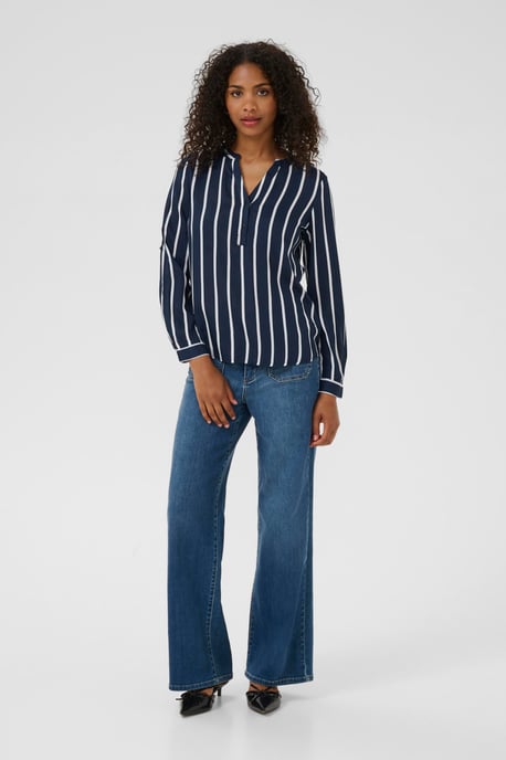 Blouse met lange mouwen Regular fit Midnight Marine/Chalk blue white - Image 2