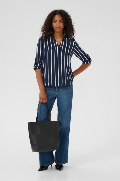 Blouse met lange mouwen Regular fit Midnight Marine/Chalk blue white - Image 3
