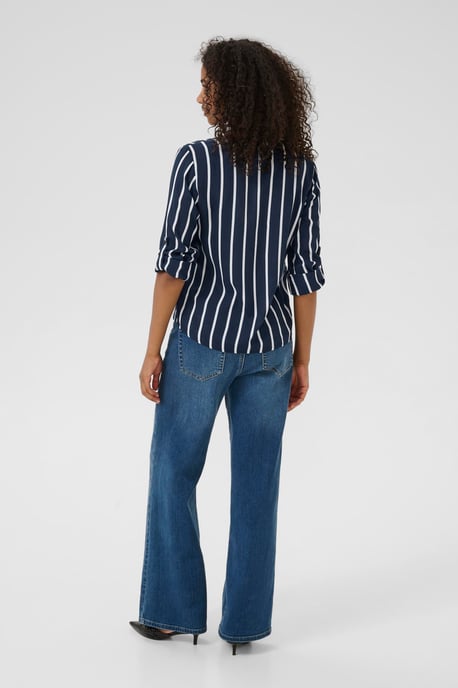 Blouse met lange mouwen Regular fit Midnight Marine/Chalk blue white - Image 4