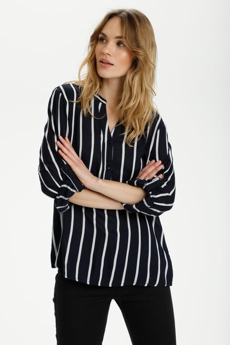 Blouse met lange mouwen Regular fit Midnight Marine/Chalk blue white - Image 5