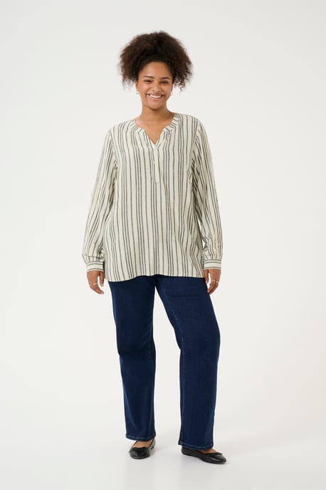 Blouse met lange mouwen Regular fit Moonstruck / Black Stripe beige - Image 1