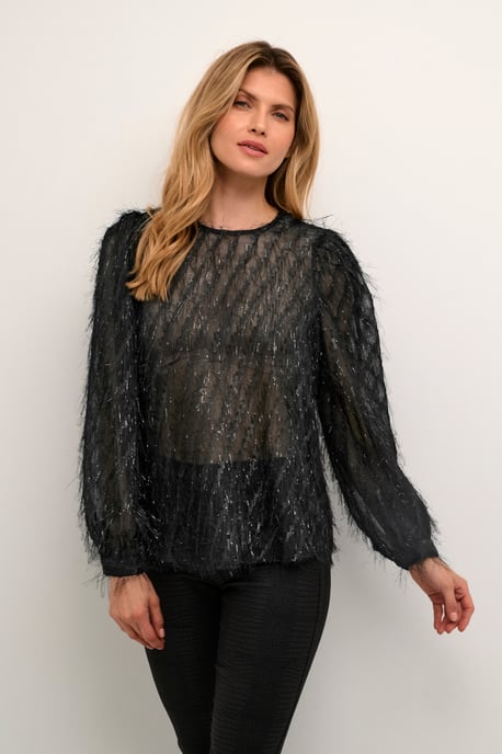 Blouse met lange mouwen Relaxed fit Blac - Image 3