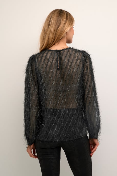 Blouse met lange mouwen Relaxed fit Blac - Image 4