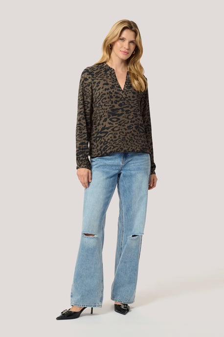 Blouse met lange mouwen Regular fit Brown/Black Flower Print floral - Image 2