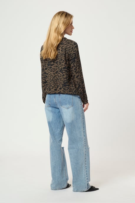 Blouse met lange mouwen Regular fit Brown/Black Flower Print floral - Image 4
