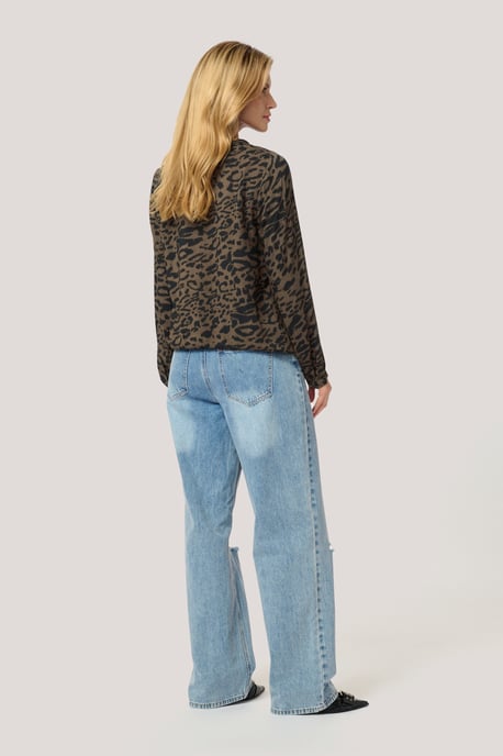 Blouse met lange mouwen Regular fit Brown/Black Flower Print floral - Image 5