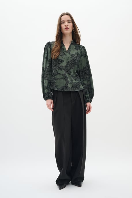 Blouse met lange mouwen Relaxed fit GraphicFlower Black/AgaveGreen floral - Image 3