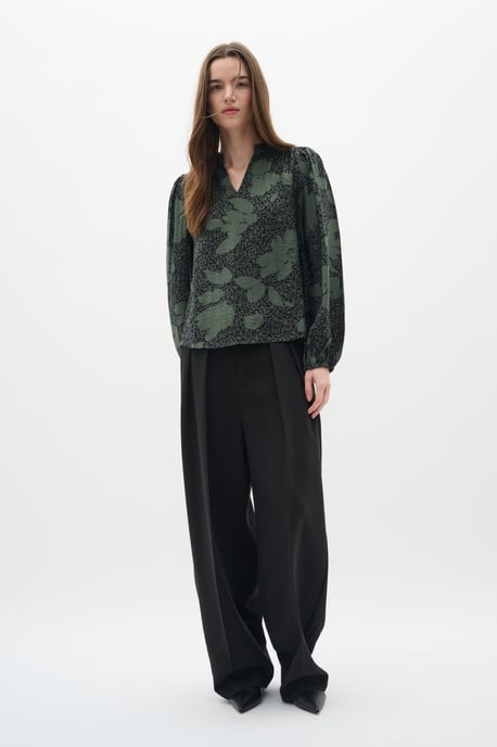 Blouse met lange mouwen Relaxed fit GraphicFlower Black/AgaveGreen floral - Image 4