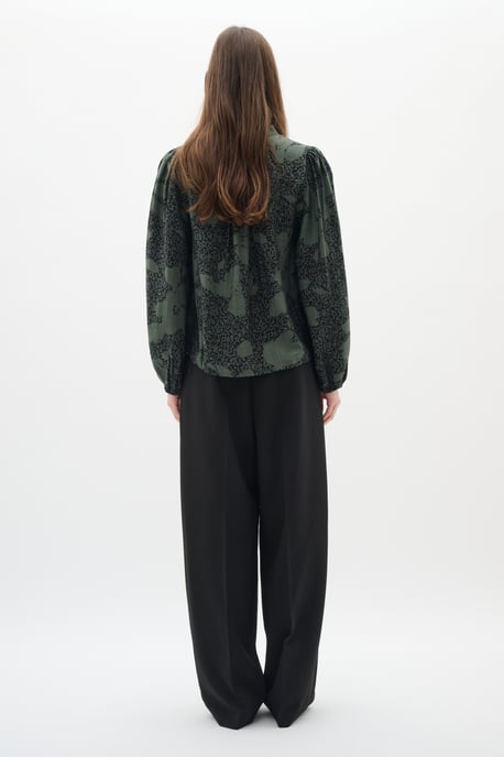 Blouse met lange mouwen Relaxed fit GraphicFlower Black/AgaveGreen floral - Image 5