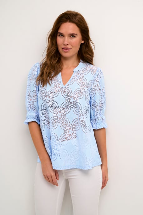 Blouse met lange mouwen Relaxed fit Cashmere Blue - Image 3