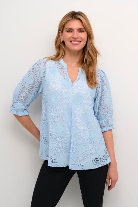 Blouse met lange mouwen Relaxed fit Cashmere Blue - Image 4