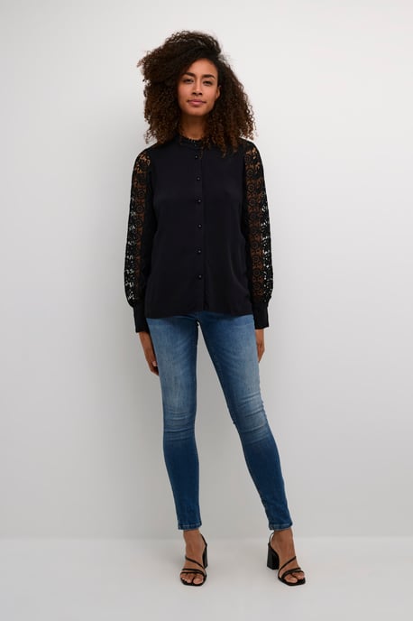 Blouse met lange mouwen Relaxed fit Blac - Image 2