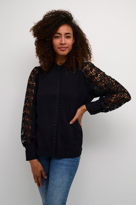 Blouse met lange mouwen Relaxed fit Blac - Image 4