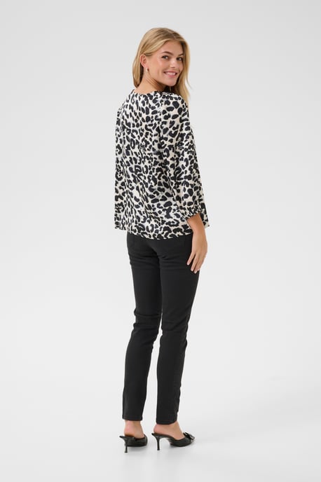 Blouse met lange mouwen Loose fit Grey Leopard - Image 2