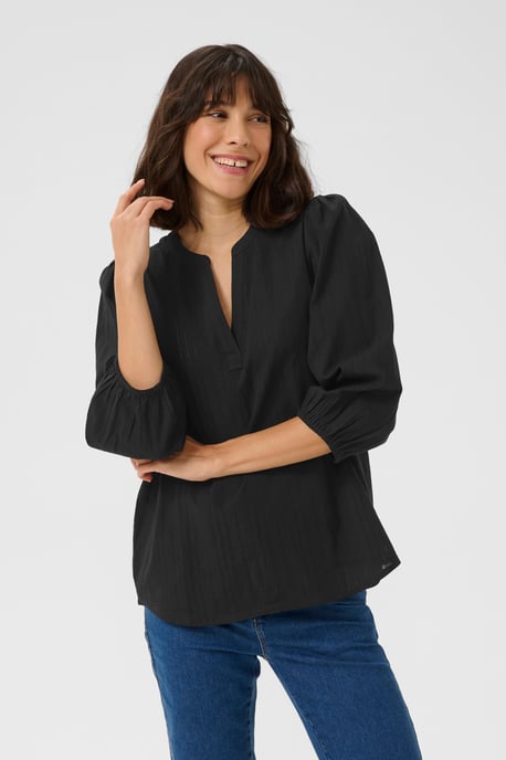 Blouse met lange mouwen Regular fit Black Deep - Image 3