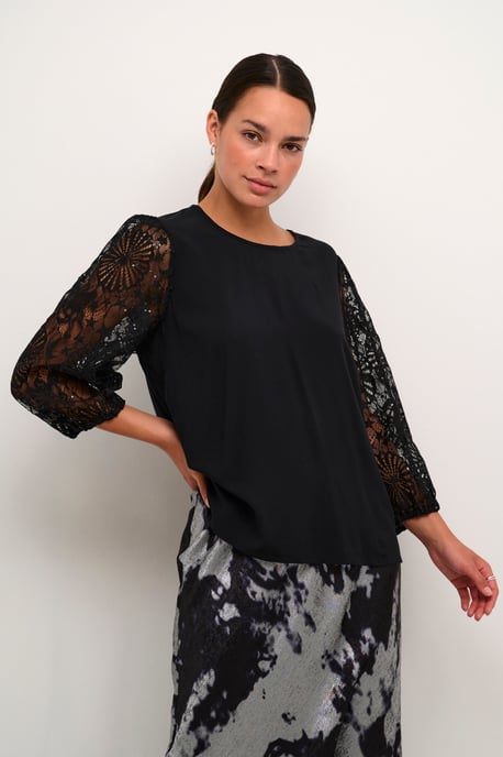 Blouse met lange mouwen Regular fit Black - Image 2
