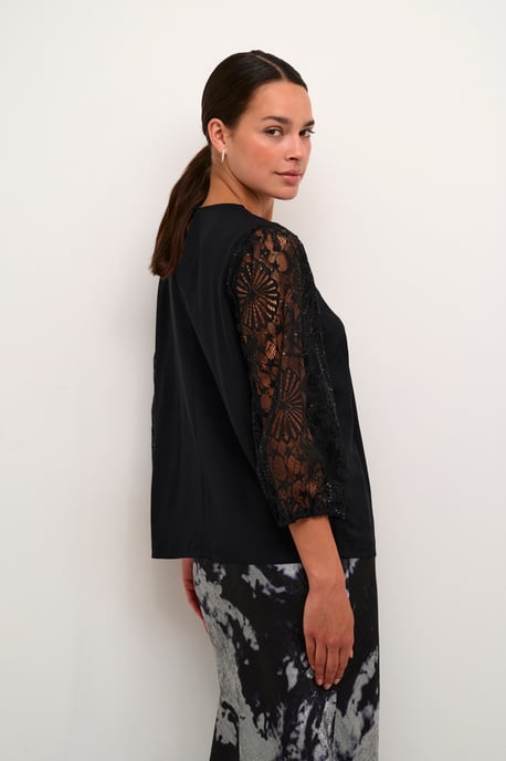 Blouse met lange mouwen Regular fit Black - Image 3