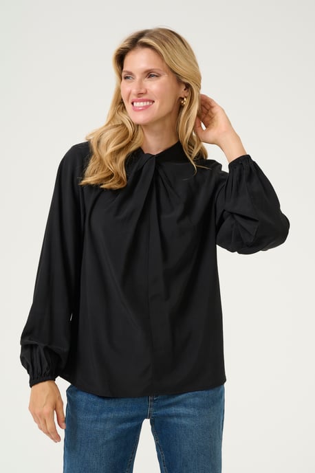 Blouse met lange mouwen Relaxed fit Blac - Image 3