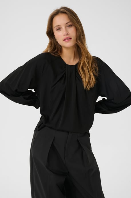 Blouse met lange mouwen Regular fit Blac - Image 4