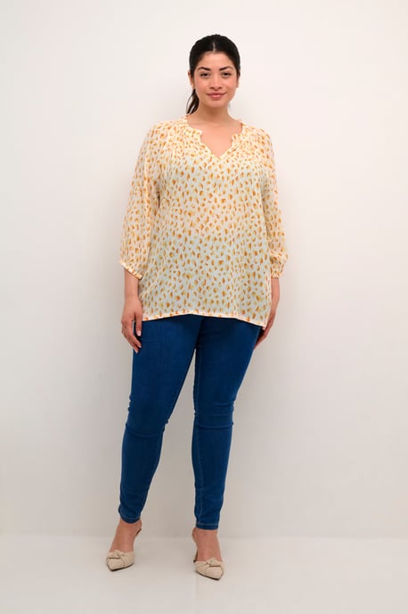 Blouse met lange mouwen Regular fit White/Orange Graphic Dots white orange - Image 1