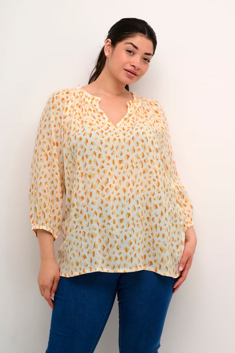 Blouse met lange mouwen Regular fit White/Orange Graphic Dots white orange - Image 3