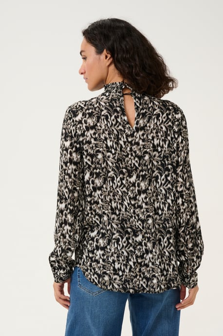 Blouse met lange mouwen Regular fit Black/ElefantS. GraphicFlower - Image 3