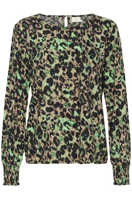 Blouse met lange mouwen Regular fit Brown/Green LeoPrint leopard - Image 1