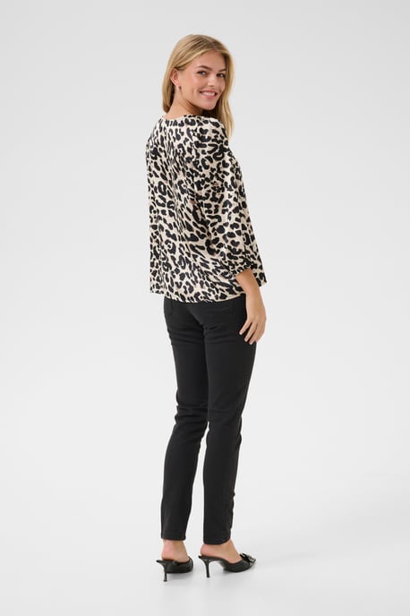 Blouse met lange mouwen Loose fit Brown Leopard - Image 2