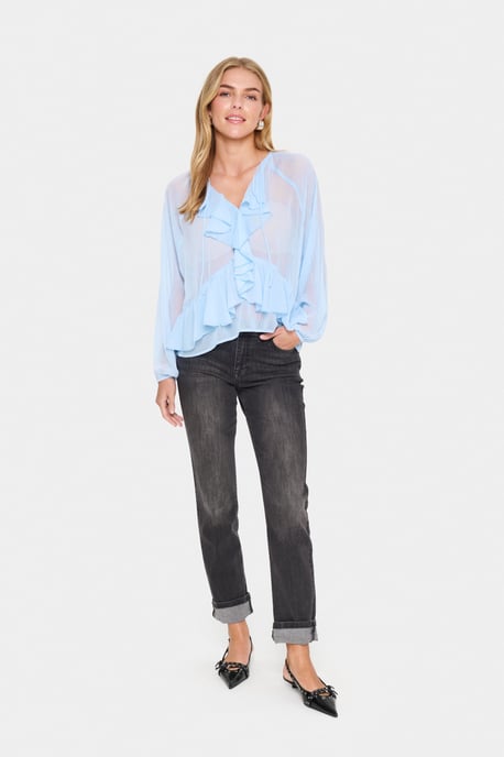 Blouse met lange mouwen Loose fit Chambray Blue - Image 1