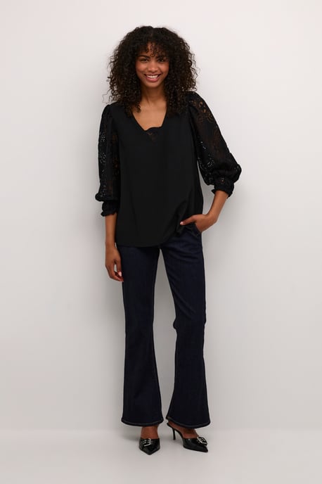 Blouse met lange mouwen Relaxed fit Blac - Image 3