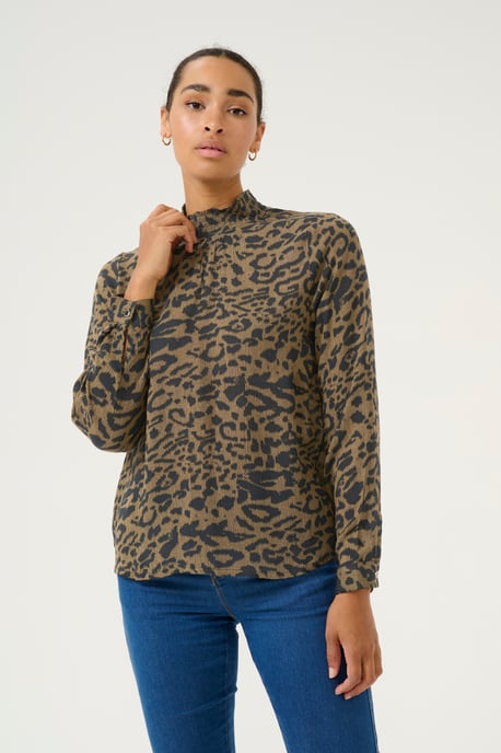 Blouse met lange mouwen Regular fit Major Brown/Black Leopard - Image 2