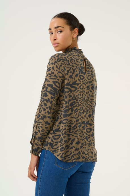Blouse met lange mouwen Regular fit Major Brown/Black Leopard - Image 3