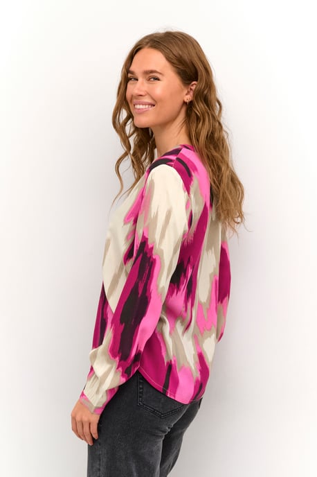Blouse met lange mouwen Regular fit Pink Abstract Print - Image 3