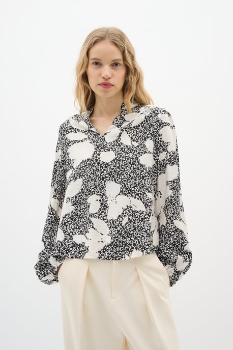 Blouse met lange mouwen Relaxed fit GraphicFlower Black/PowderBeig floral - Image 5