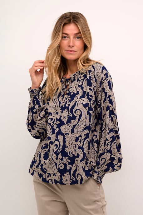 Blouse met lange mouwen Regular fit Blue Paisley - Image 2