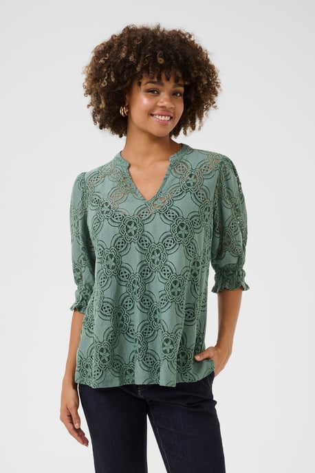 Blouse met lange mouwen Relaxed fit Green Milieu - Image 3