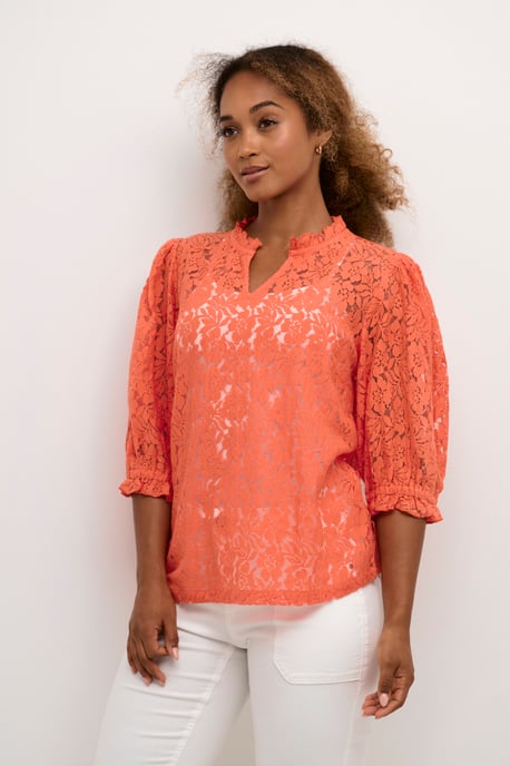 Blouse met korte mouwen A-shape Hot Coral  - Image 2