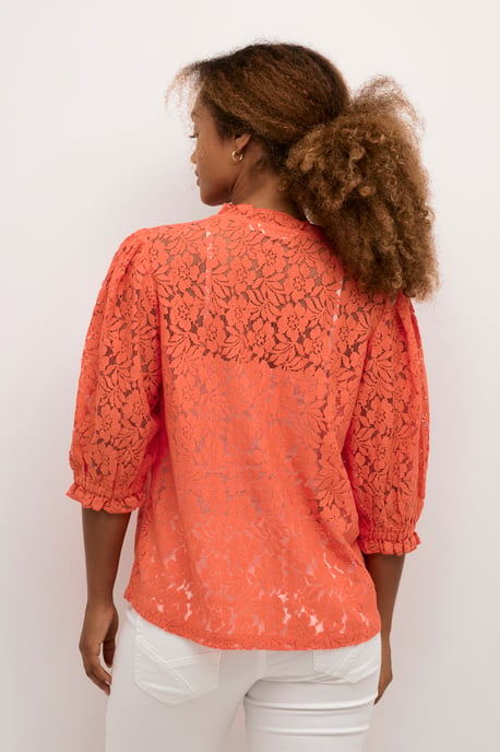 Blouse met korte mouwen A-shape Hot Coral  - Image 3