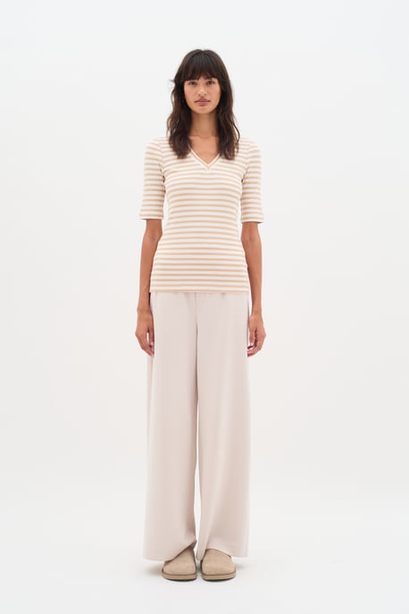 Jersey top Slim fit Alabaster/Pure White stripe beige - Image 3