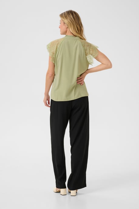 Blouse met korte mouwen Straight fit Tea green - Image 2