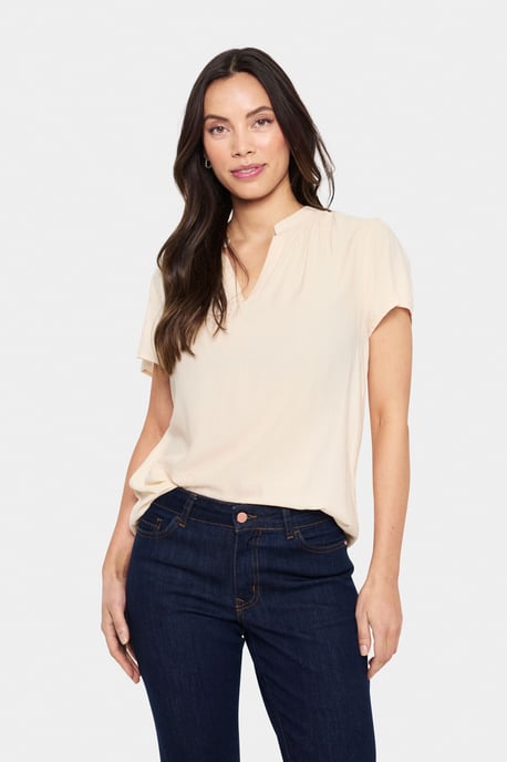Blouse met korte mouwen Regular fit Creme - Image 2
