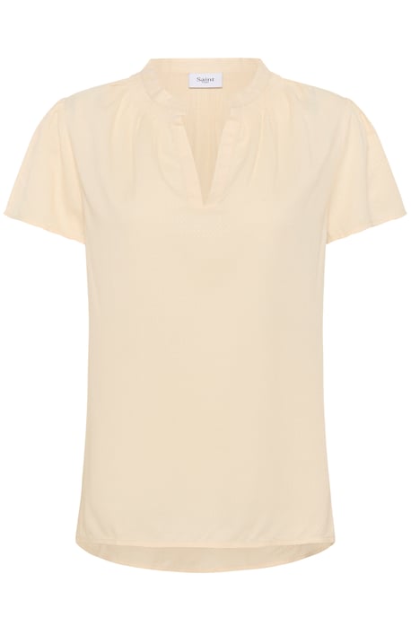 Blouse met korte mouwen Regular fit Creme - Image 4