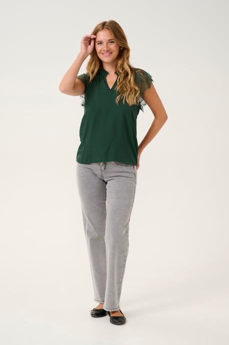 Blouse met korte mouwen Straight fit Ponderosa Pine dark green - Image 2