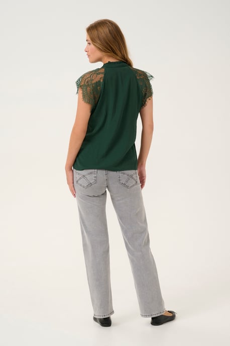Blouse met korte mouwen Straight fit Ponderosa Pine dark green - Image 3