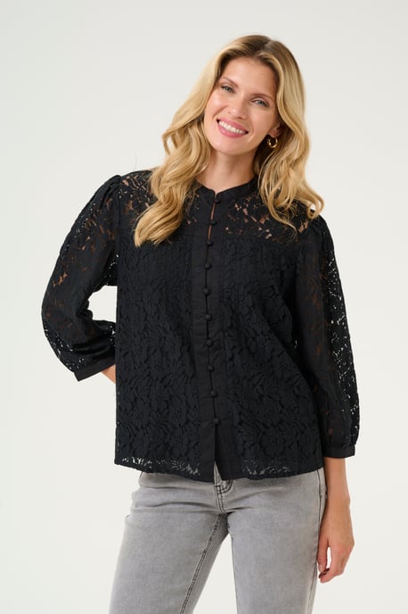 Blouse met korte mouwen Regular fit Pitch Black - Image 3