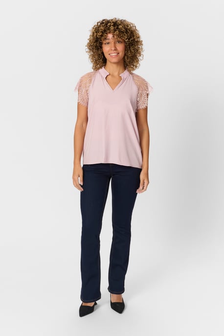Blouse met korte mouwen Straight fit Deauville Mauve rose - Image 2