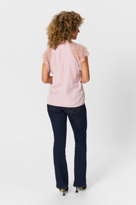 Blouse met korte mouwen Straight fit Deauville Mauve rose - Image 3